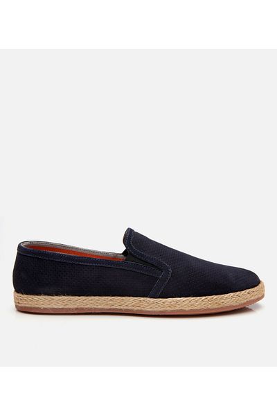 Hotiç Espadrile pentru bărbați din piele de căprioară, albastru bleumarin, cu talpă flexibilă