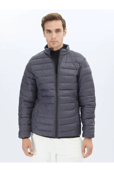 Kip Dark Gray Regular Fit Casual Woven Coat