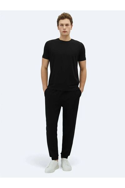 Kip Black Crew Neck Cotton Blend T-Shirt