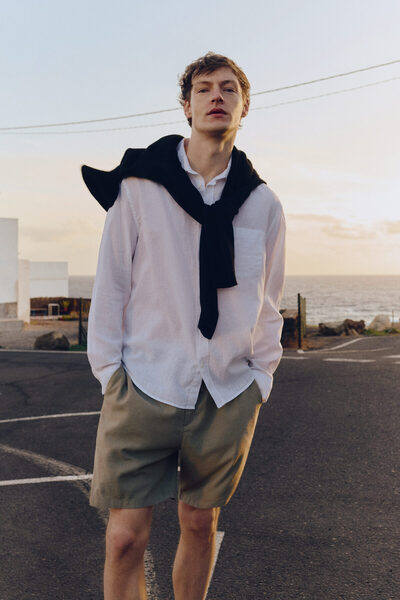H&M Keten Karışımlı Şort Regular Fit