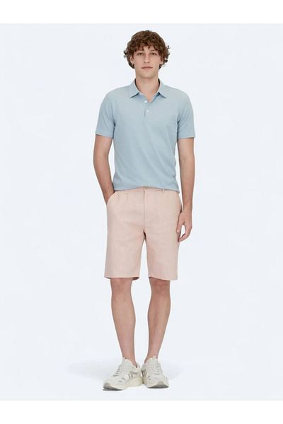 Kip Tricou din amestec de bumbac cu gât polo albastru deschis