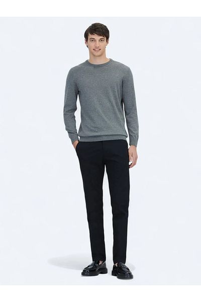 Kip Gray Crew Neck Cotton Blended Sweater Sweater