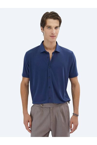 Kip Πουκάμισο Indigo Δίχρωμο Regular Fit Casual