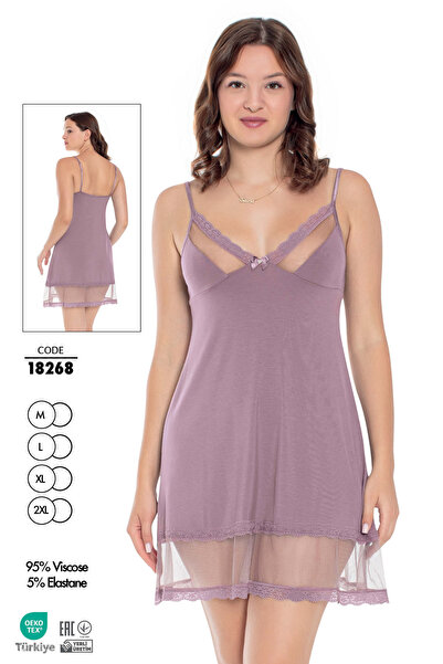 Cotpark فستان نوم نسائي مصنوع من قماش فيسكوز بحبل قابل للتعديل ومزين بالدانتي...