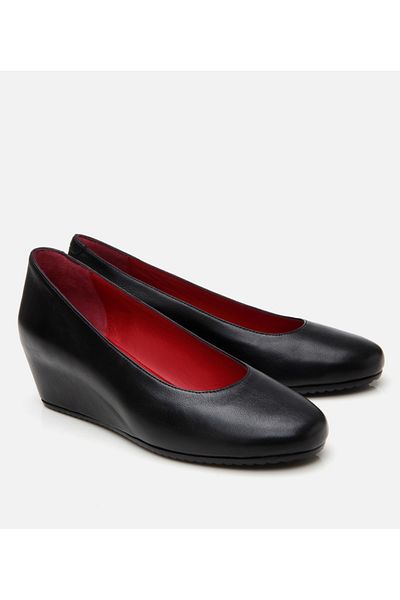 Hotiç Women's Leather Black Wedge Heeled Shoes