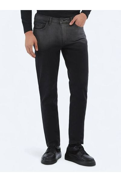 Kip Черни еко дънкови панталони Slim Fit от памучна смес