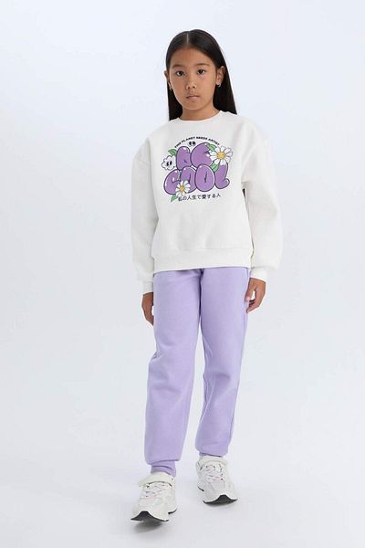 DeFacto Hanorac imprimat pentru fete Relax Fit Crew Neck D1549A824WN