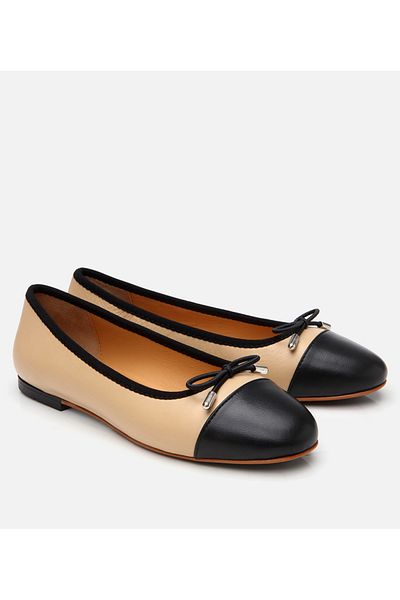 Hotiç Women's Leather Beige Flexible Sole Ballerinas