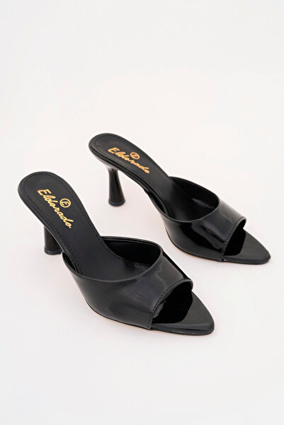 meyra'nın ayakkabıları Women's Black Patent Leather Pointed Toe Heeled Shoes