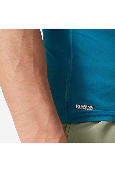 Decathlon Olaian Erkek Slim Fit Kısa Kollu UV Korumalı Tişört - Mavi - 100
