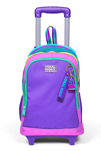 Coral High Pembe Pastel Renkli Üç Bölmeli Çekçekli Okul Sırt Çantası 23959