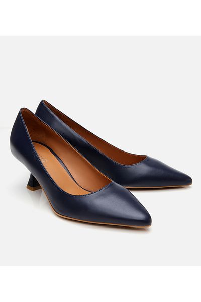 Hotiç Women's Leather Navy Blue Stiletto