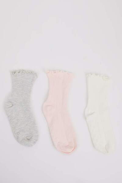 DeFacto Baby Girl Anti-Slip Sole 3-Piece Cotton Long Socks D2487A5Ns