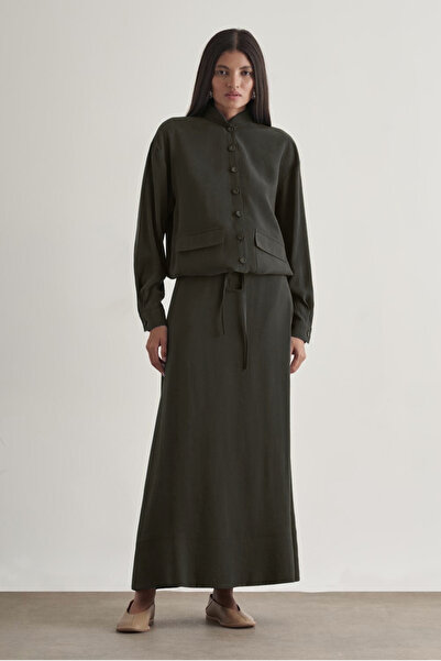 Mizalle Modal Karışımlı Antrasit Maksi Evaze Etek