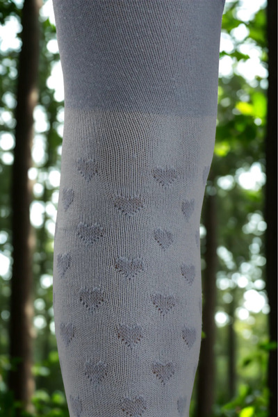 KARDEŞLER ÇORAP Girl's Cotton Heart Pattern Pantyhose Blue