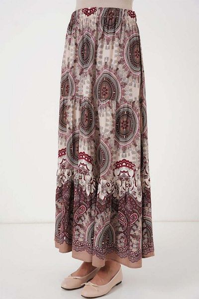 modamtn 1898 Patterned Long Skirt - Brown