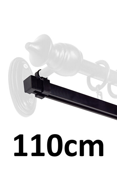 İzen Rustik Perde Askısı İçin 110cm Siyah Alüminyum Ray (19mm) Tekli Korniş P...