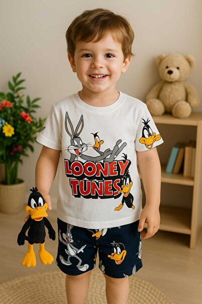 SuSu Looney Tunes Written Bugs Bunny Character T-Shirt Shorts Set