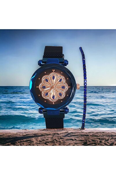 OEM Ceas albastru de damă cu brățară inclusă