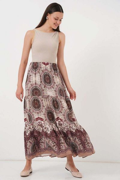 modamtn 1898 Patterned Long Skirt - Brown
