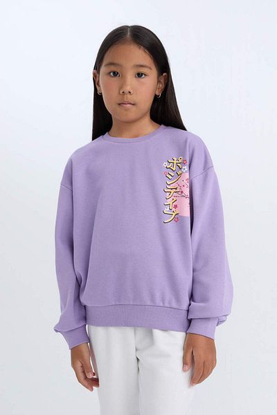 DeFacto Bedrucktes Relax-Fit-Sweatshirt mit Rundhalsausschnitt für Mädchen D1553A824WN