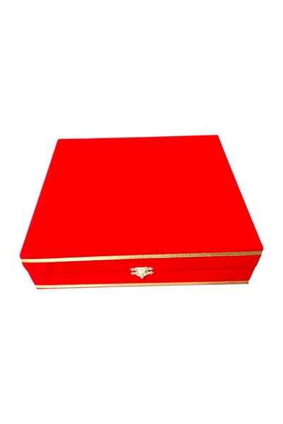 DM PORSELEN 6 KİŞİLİK FİNCAN TAKIMI İÇİN KADİFE KUTU KIRMIZI