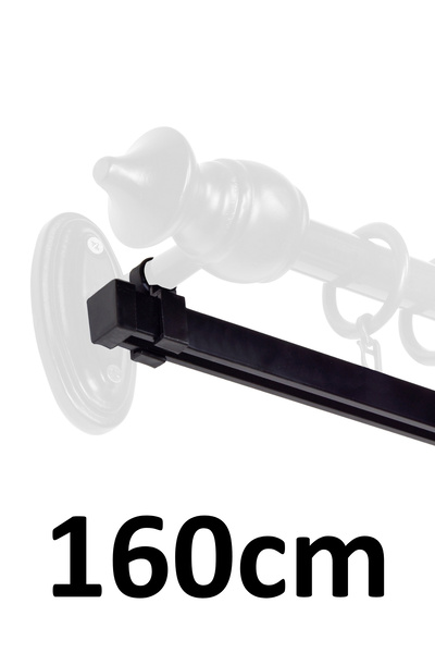 İzen Rustik Perde Askısı İçin 160cm Siyah Alüminyum Ray (19mm) Tekli Korniş P...