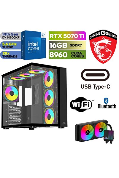 MSI GAMİNG DDR5-RTX 5070Tİ16GB-İNTEL İ7 14700KF-32GB DDR5 RAM-1 TB M.2 SSD-Wİ...