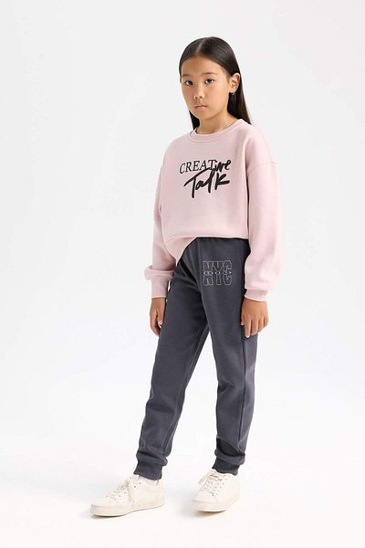 DeFacto Hanorac imprimat pentru fete Relax Fit Crew Neck D5454A824WN