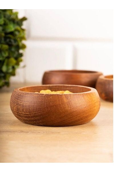 BALSA Round 4-Piece Wooden Snack Bowl