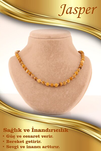 OSMANLI DEĞERLİ TAŞ Sertifikalı Jasper 6mm Düğümlü Kolye