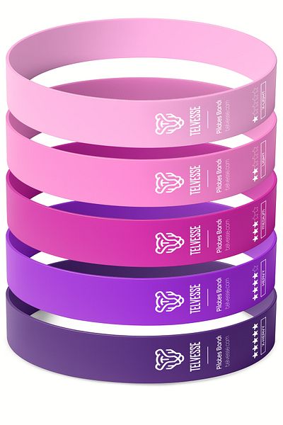 Telvesse 5 Different Pilates Resistance Band with Bag Latex Aerobic Exercise Squat Rubber Loop Band Closed End Pink