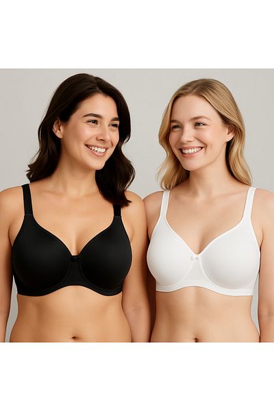 Pierre Cardin Pachet de 2 sutien economic alb-negru 7001 cu sârmă Minimizer Gather Set (opțiune cu canădd)