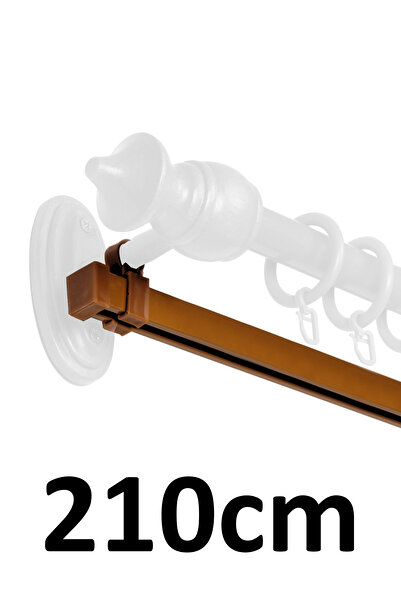İzen Rustik Askısı İçin 210cm Açık Kahve (Meşe) Alüminyum Ray (19mm) Tekli Ko...