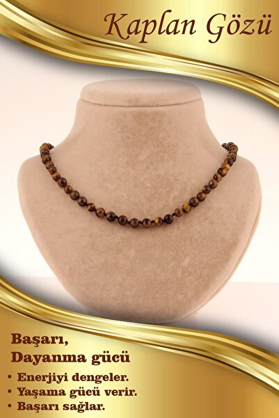 OSMANLI DEĞERLİ TAŞ قلادة معقودة على شكل عين النمر مقاس 6 مم