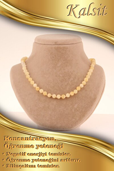 OSMANLI DEĞERLİ TAŞ Sertifikalı Kalsit 6 Mm Düğümlü Kolye