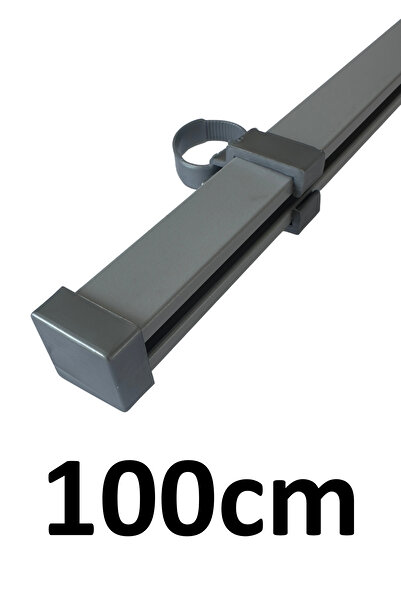 İzen Rustik Perde Askısı İçin 100cm Gri Alüminyum Ray (19mm) Tekli Korniş Pla...