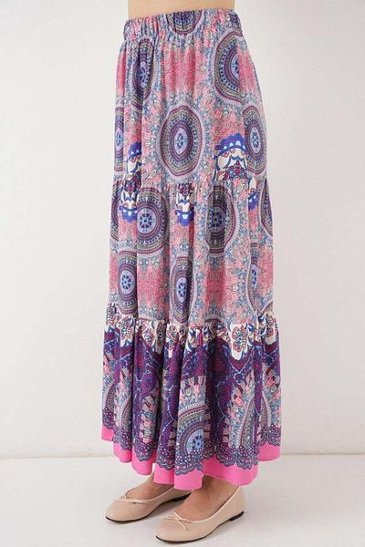 modamtn 1898 Patterned Long Skirt - Pink
