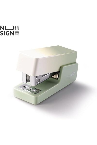 Deli Nusign NS083A Gradient Green Mini Stapler, 12-Sheet Capacity, Steel Frame with Anti-Slip TPE Ba