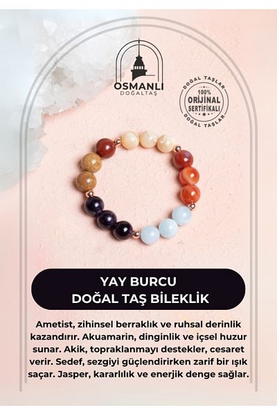 OSMANLI DOĞAL TAŞ Certified Sagittarius Natural Stone Bracelet