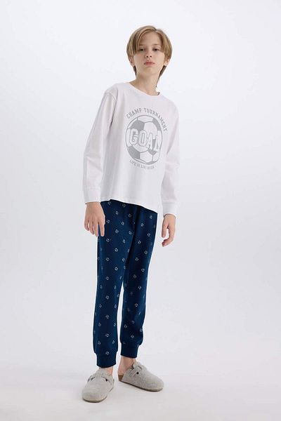 DeFacto Set pijamale băieți decolteu cu mâneci lungi imprimate cu model de jos D5215A824WN