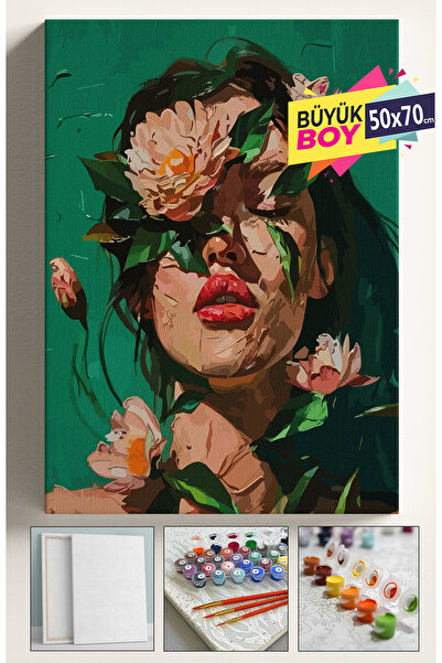 Corvo Sayılarla Boyama Seti Numaralı Tuval Fırça Boya Dahil Kasnaklı Set 50x7...