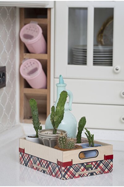 Wodiza Redline Ahşap Dekoratif Sepet Çok Amaçlı Organizer Küçük Boy 27X19X8 CM