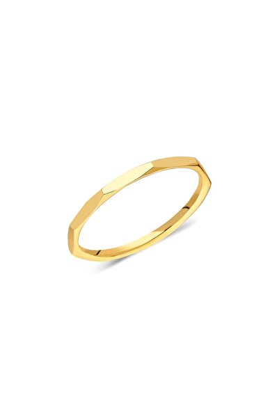 FasekGold 925 Ayar Gümüş Yüzük-Fasetli Modern Gümüş Alyans-Hediye Kadın 925 A...