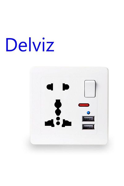 Choice 110-250V White Delviz UK Standard USB Outlet,Dual USB Charger Port,Global universal 13A electrical s