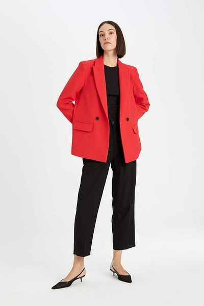 DeFacto Pantaloni negri cu talie înaltă, crocodil, cu buzunare, picior scurt D9385ax24au