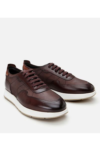 Hotiç Men's Leather Brown Sports Shoes