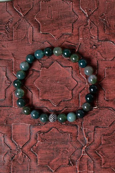 Saff Doğal Taş Certified Agate Silver Apparatus Bracelet