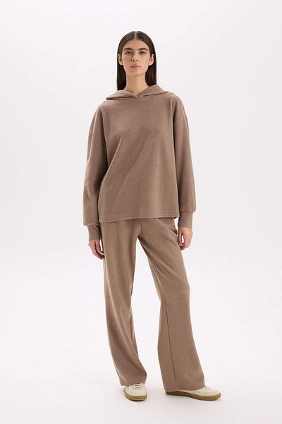 DeFacto Relax Fit Hooded Basic Plain Sweatshirt E1995Ax24Wn