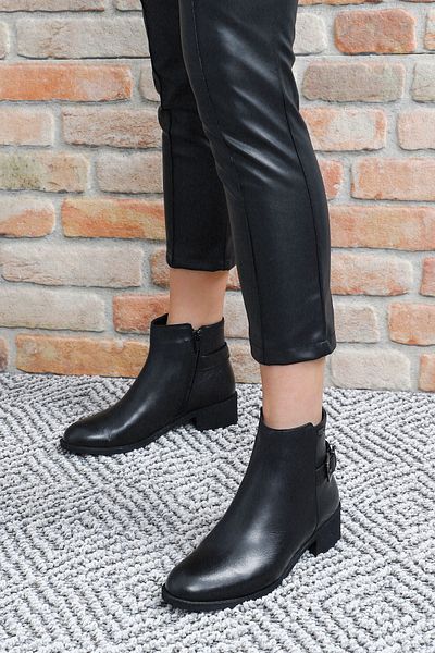 GÖNDERİ(R) Femei/Fete Cizme negre din piele naturală, cu fermoar, cu toc gros